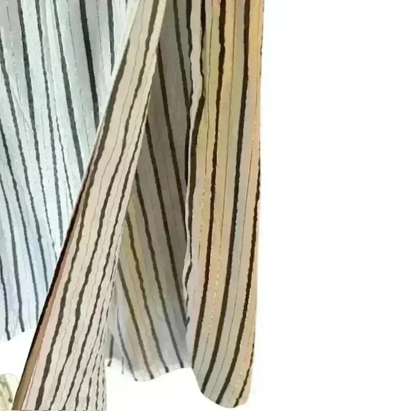 Onia Women's Blue, White and Metallic Wide Leg Side Slit Pants, size Medium - Picture 2 of 4